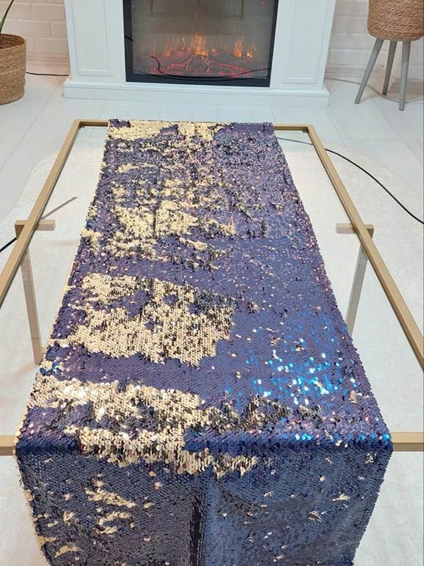 Pul Payetli 5mm Çift Renkli Runner 40x120cm