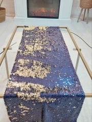 Pul Payetli 5mm Çift Renkli Runner 40x120cm