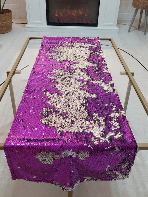 Pul Payetli 5mm Çift Renkli Runner 40x120cm