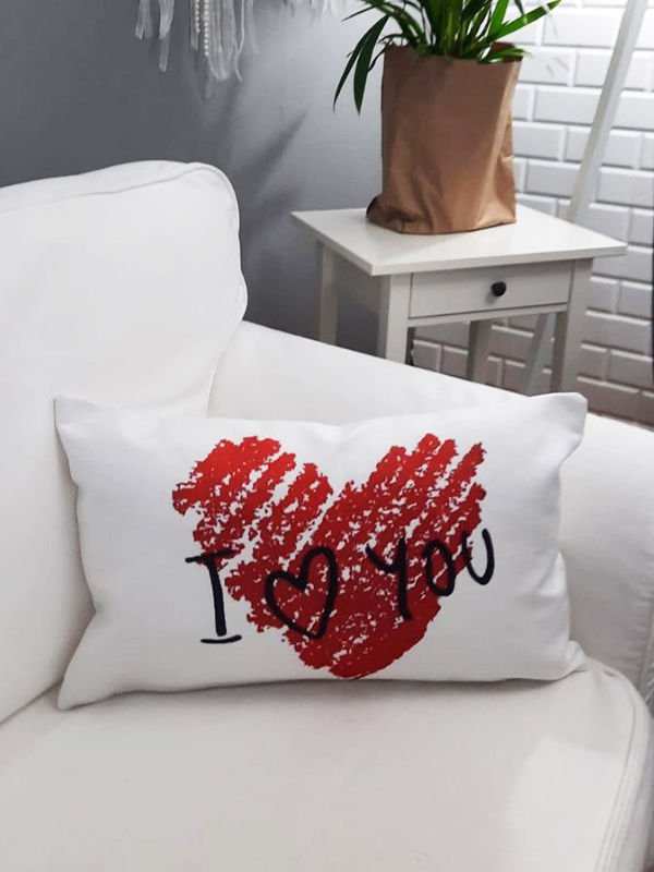 Sevgililer Günü Temalı Kırlent Kılıfı 35x55cm