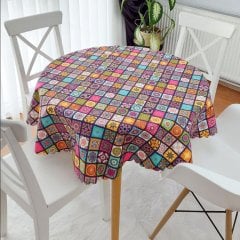 Renkli Patchwork Desen Masa Örtüsü