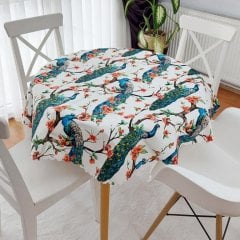 Tavus Kuşu Desen Masa Örtüsü