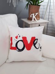 Sevgililer Günü Temalı Kırlent Kılıfı 43x43cm