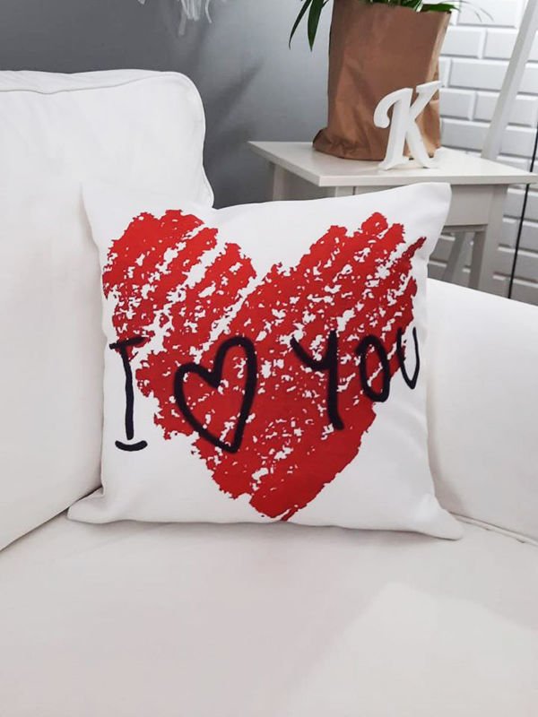 Sevgililer Günü Temalı Kırlent Kılıfı 43x43cm