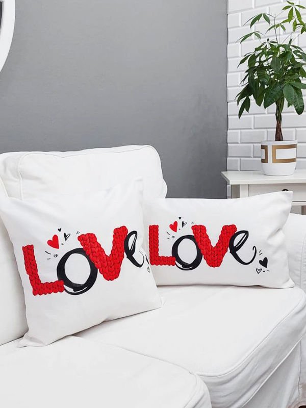 Sevgililer Günü Temalı Kırlent Kılıfı 2 li Set