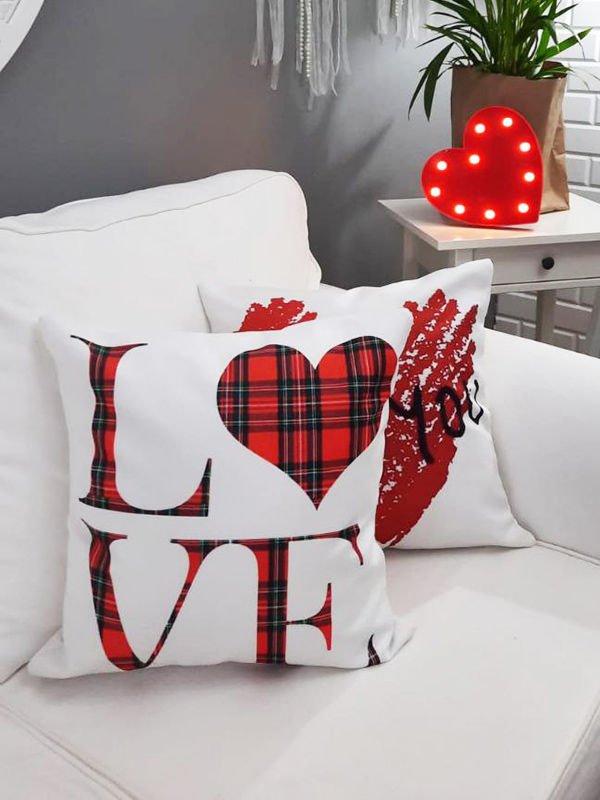 Sevgililer Günü Temalı Kırlent Kılıfı 2 li Set