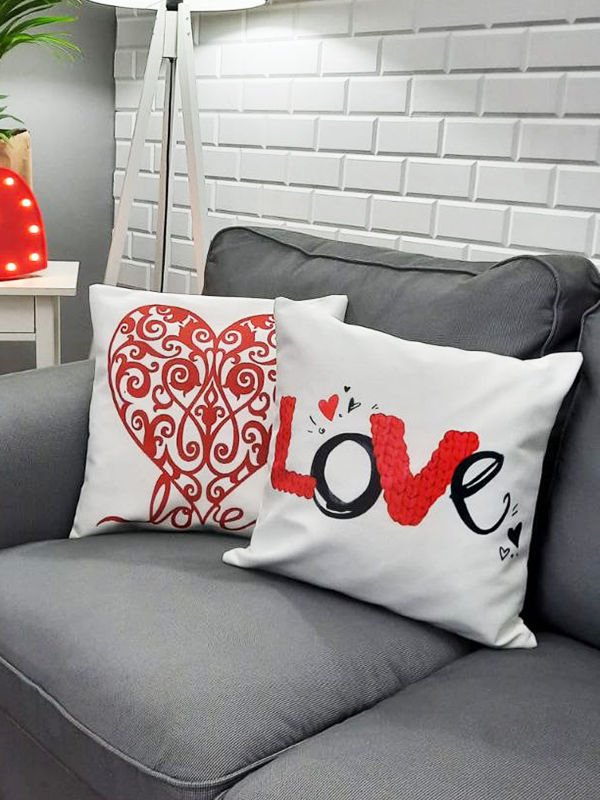 Sevgililer Günü Temalı Kırlent Kılıfı 2 li Set