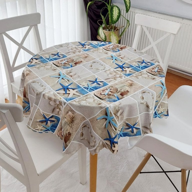 Marin Deniz Yıldızı Desen Masa Örtüsü