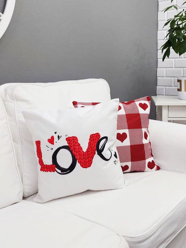 Sevgililer Günü Temalı Kırlent Kılıfı 2 li Set