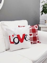 Sevgililer Günü Temalı Kırlent Kılıfı 2 li Set