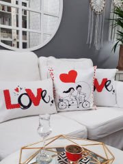 Sevgililer Günü Temalı Kırlent Kılıfı 3 lü Set
