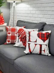 Sevgililer Günü Temalı Kırlent Kılıfı 3 lü Set