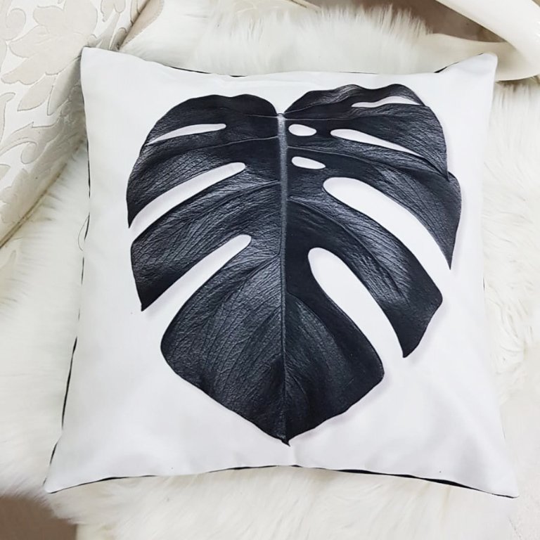 Trend Yaprak Desen Kırlent Kılıfı 43x43cm