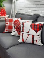 Sevgililer Günü Temalı Kırlent Kılıfı 3 lü Set