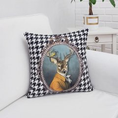 Sevimli Hayvan Figür Baskılı Kırlent Kılıfı 43x43cm