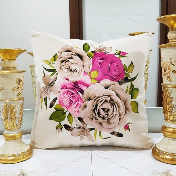 Çiçek Bahçesi Baskılı Kırlent Kılıfı 43x43cm
