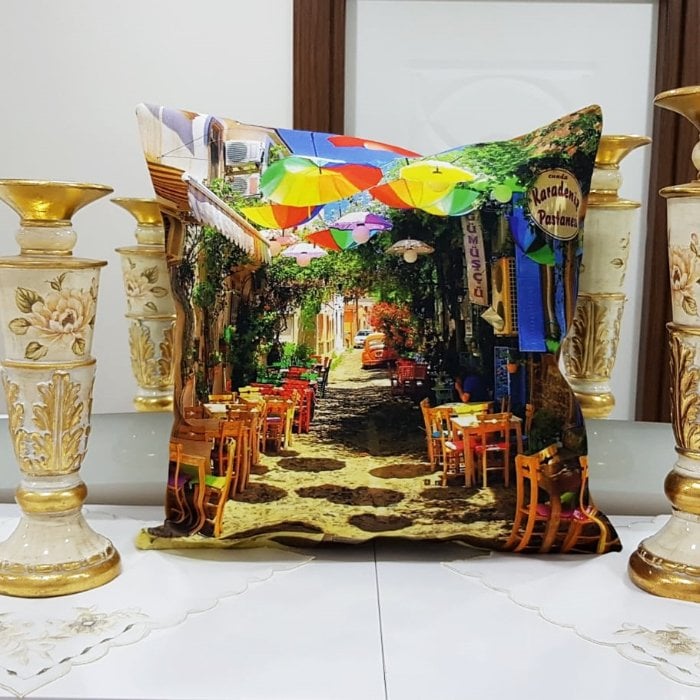 Cunda Baskılı Kırlent Kılıfı 43x43cm