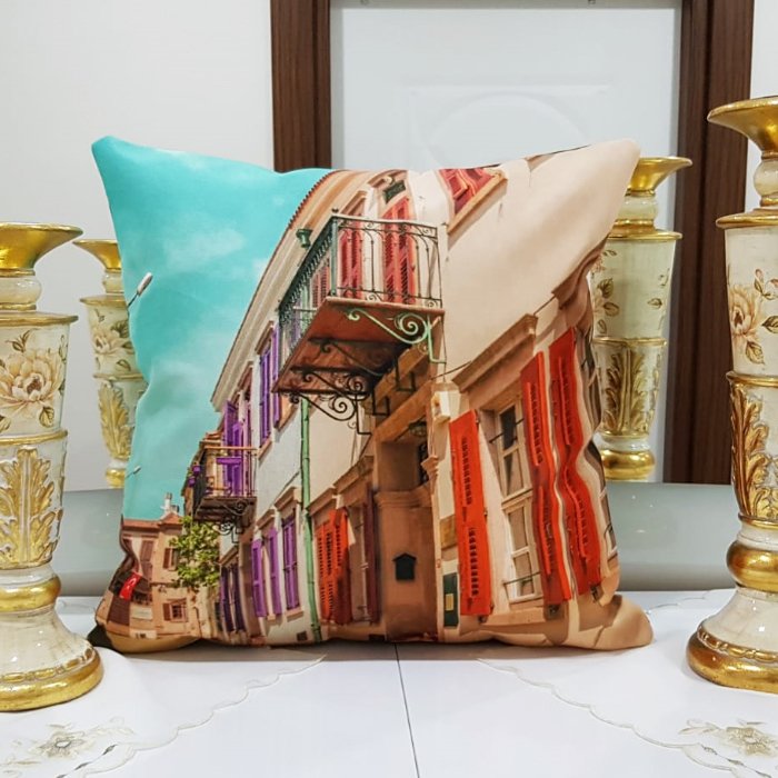 Cunda Baskılı Kırlent Kılıfı 43x43cm