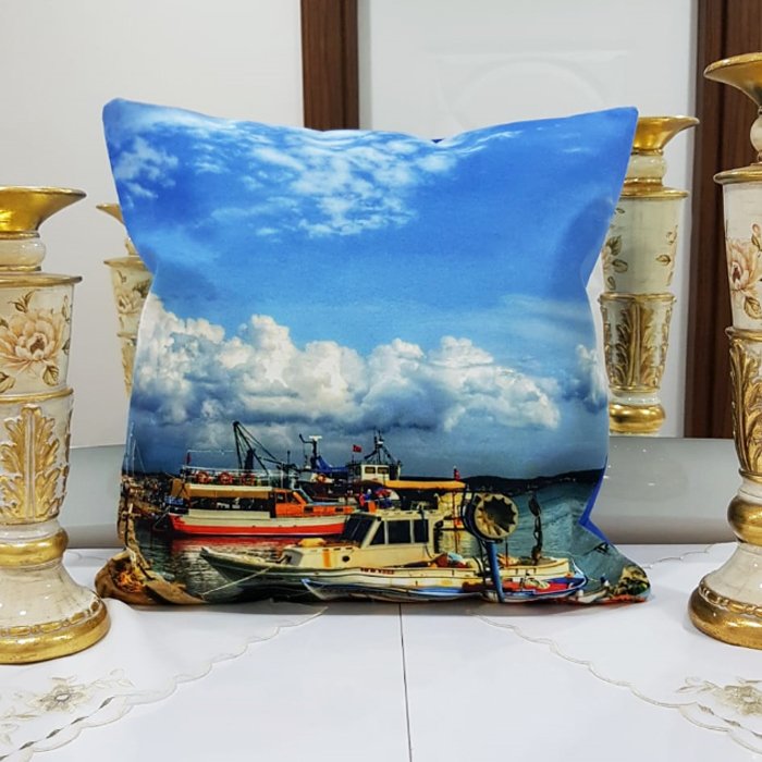 Cunda Baskılı Kırlent Kılıfı 43x43cm