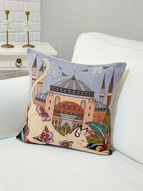 Goblen Dokuma Kırlent Kılıfı 43x43cm