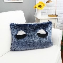 Peluş Kirpik Kırlent Kılıfı Antrasit 35x55cm