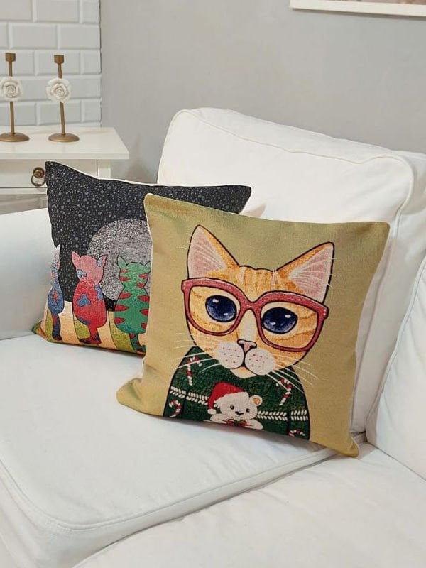 Goblen Dokuma Kırlent Kılıfı 2 li Kombin Set