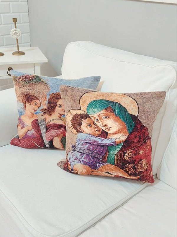 Goblen Dokuma Kırlent Kılıfı 2 li Kombin Set