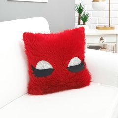 Peluş Kirpik Kırlent Kılıfı Kırmızı 40x40cm