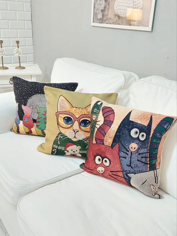 Goblen Dokuma Kırlent Kılıfı 3lü Karışık Kombin Set