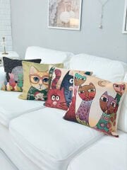 Goblen Dokuma Kırlent Kılıfı 4'lü Karışık Kombin Set