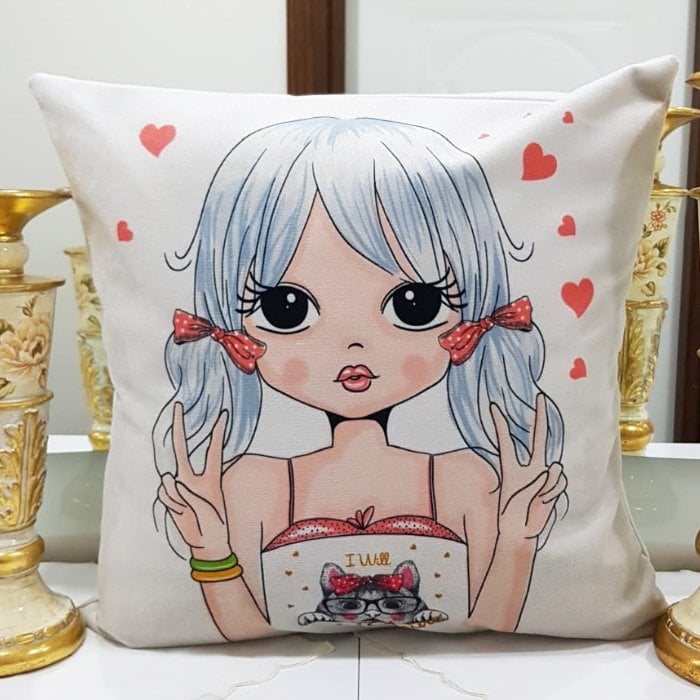 Anime Baskılı Kırlent Kılıfı 43x43cm