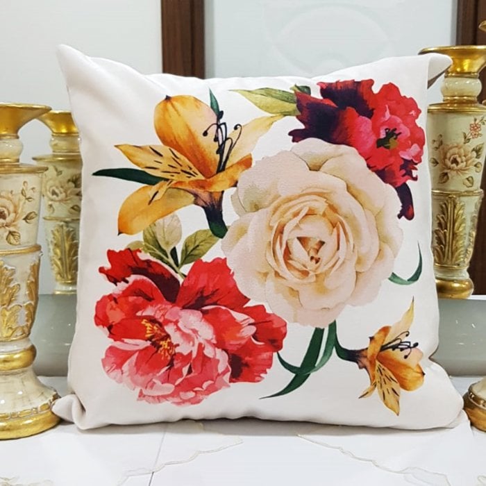 Çiçek Bahçesi Baskılı Kırlent Kılıfı 43x43cm