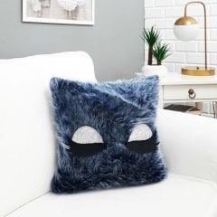 Peluş Kirpik Kırlent Kılıfı Antrasit 40x40cm