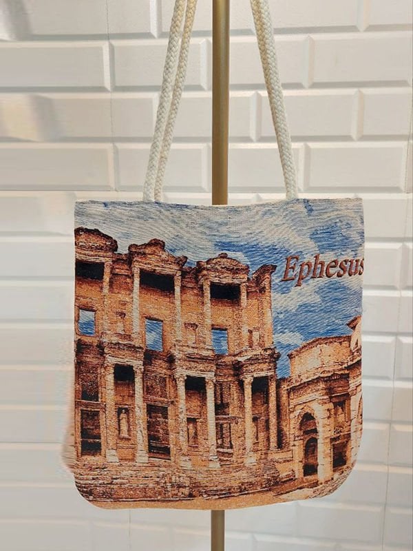 Efes Desen Goblen Dokuma Kumaş Heybe Çanta