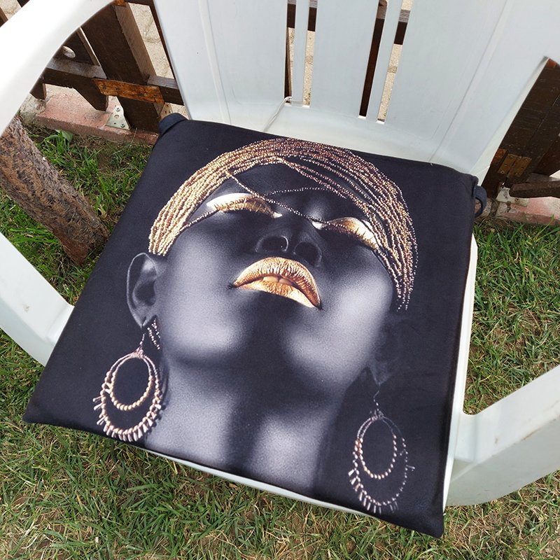 Black Face Baskılı Sandalye Minderi 43x43cm