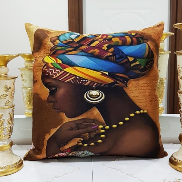 African Baskılı Kırlent Kılıfı 43x43cm