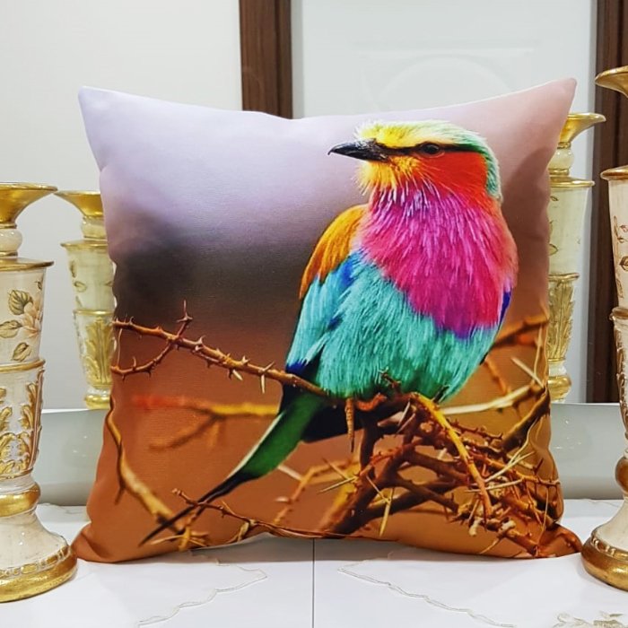 Kuş Baskılı Kırlent Kılıfı 43x43cm
