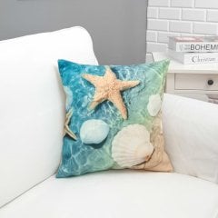 Marin Deniz Yıldızı Desenli Kırlent Kılıfı 43x43cm