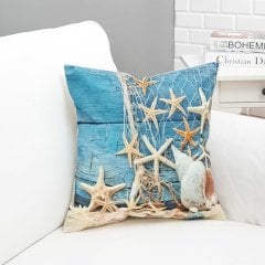 Marin Deniz Yıldızları Desenli Kırlent Kılıfı 43x43cm