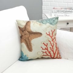 Marin Deniz Yıldızı Desenli Kırlent Kılıfı 43x43cm