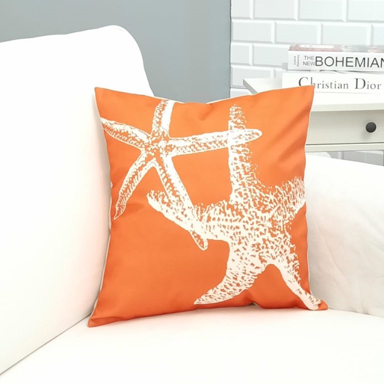 Marin Turuncu Deniz Yıldızı Kırlent Kılıfı 43x43cm
