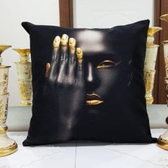 Black Face Baskılı Kırlent Kılıfı 43x43cm