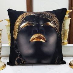 Black Face Baskılı Kırlent Kılıfı 43x43cm