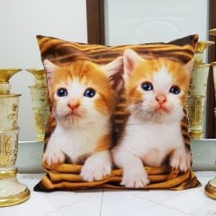 Animal Kedi Baskılı Kırlent Kılıfı 43x43cm