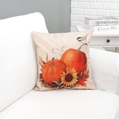 Yaz Temalı Bal Kabakları Kırlent Kılıfı 43x43cm