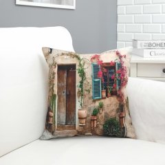 Yaz Temalı Ayvalık Kırlent Kılıfı 43x43cm