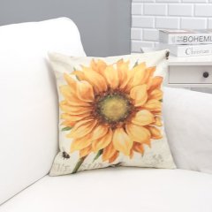 Yaz Temalı Ayçiçeği Desen Kırlent Kılıfı 43x43cm