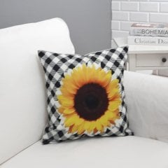 Yaz Temalı Ayçiçeği Desen Kırlent Kılıfı 43x43cm