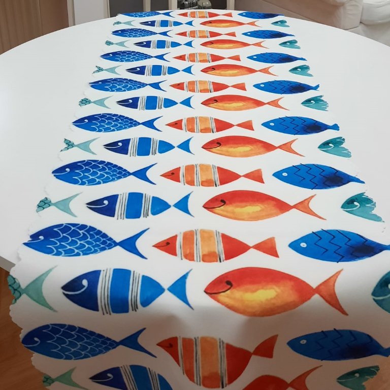Marin Desenli Dekoratif Runner Örtü 40x140cm