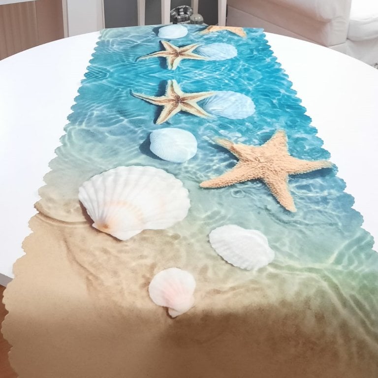 Marin Desenli Dekoratif Runner Örtü 40x140cm